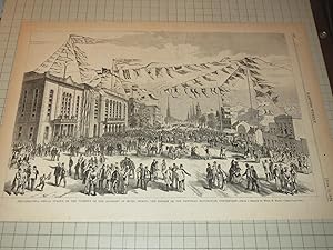 Imagen del vendedor de 1872 HW Engraving of "Philadelphia--Broad Street, in the Vicinity of the Academy of Music, During the Session of the National Republican Convention" a la venta por rareviewbooks