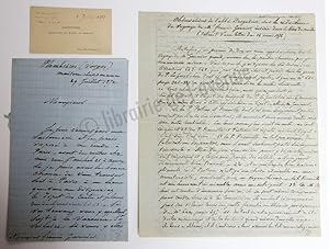 Immagine del venditore per Lettre autographe signe  Francis Garnier, Plombires, 29 juillet 1872 [et] Copie manuscrite conforme, par son frre, d une lettre du missionnaire rdige le 14 mai 1874 : "Observations sur la rdaction du Voyage de Francis Garnier insr dans Le Tour du Monde". venduto da Librairie de l'Avenue - Henri  Veyrier