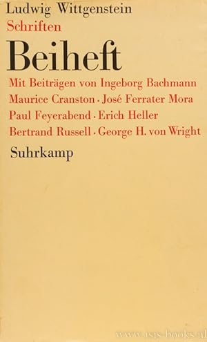 Bild des Verkufers fr Schriften. Beiheft. Mit Beitrgen von Ingeborg Bachmann, Maurice Cranston, Jos Ferrater Mora, Paul Feyerabend, Erich Heller, Bertrand Russell, George H. von Wright. zum Verkauf von Antiquariaat Isis