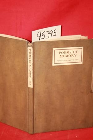 Bild des Verkufers fr Poems of Memory zum Verkauf von Princeton Antiques Bookshop