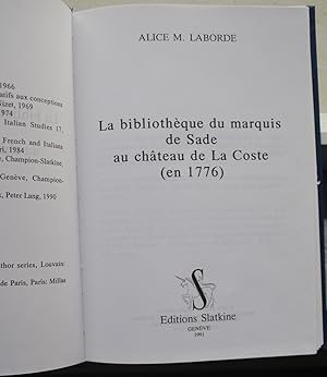 Imagen del vendedor de La bibliothque du marquis de Sade au chteau de La Coste (en 1776). a la venta por ShepherdsBook