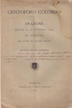 Cristoforo Colombo. Orazione detta il 12 ottobre 1892 in Genova nel salone del Palazzo ducale