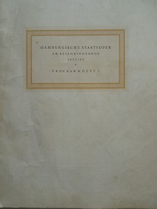 Hamburgische Staatsoper Programmheft 1 1954/55