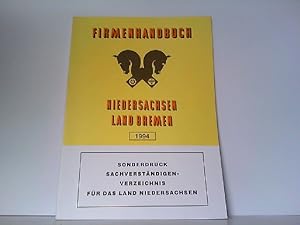 Seller image for Firmenhandbuch Niedersachsen Land Bremen. 1994. ffentlich bestellte und vereidigte Sachverstndige. for sale by Antiquariat Ehbrecht - Preis inkl. MwSt.