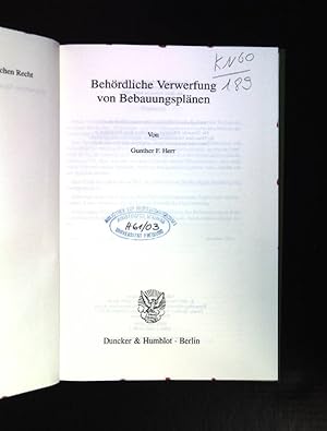 Seller image for Behrdliche Verwerfung von Bebauungsplnen. Schriften zum ffentlichen Recht ; Bd. 926 for sale by books4less (Versandantiquariat Petra Gros GmbH & Co. KG)