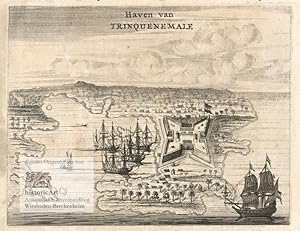 Haven van Trinquenemale. Ansicht von Fort Frederick und Hafen von Trincomalee auf Ceylon aus der ...