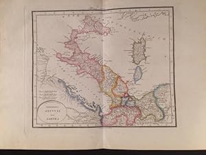 Charte von Italien, altkolorierter Kupferstich, um 1820, 23 x 27 cm auf starkem Papier.