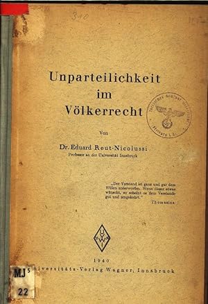 Image du vendeur pour Unparteilichkeit im Vlkerrecht. mis en vente par Antiquariat Bookfarm