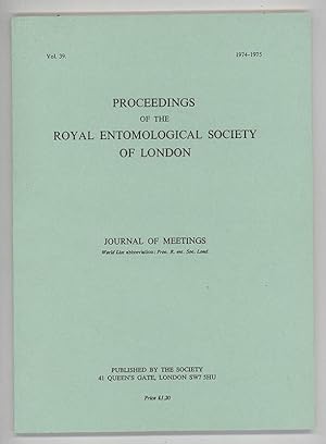 Proceedings of the Royal Entomological Society of London. Journal of Meetings Vol 39