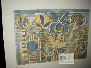 Palmen. Große Original-Farblithographie von Eduard Bargheer, vom Künstler nummeriert 48/100 und e...