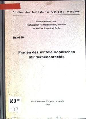 Imagen del vendedor de Fragen des mitteleuropischen Minderheitenrechts Studien des Instituts fr Ostrecht; 18 a la venta por books4less (Versandantiquariat Petra Gros GmbH & Co. KG)