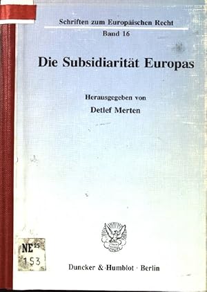 Imagen del vendedor de Die Subsidiaritt Europas. Schriften zum europischen Recht ; Bd. 16 a la venta por books4less (Versandantiquariat Petra Gros GmbH & Co. KG)