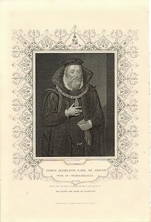 Imagen del vendedor de Engraved Portrait of James Hamilton, Earl of Arran Three Quarter Length, fur-trimmed robes, by W. Holl a la venta por R.G. Watkins Books and Prints