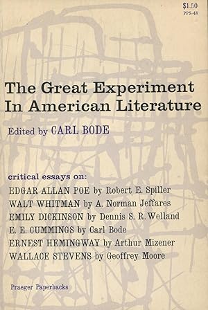 Bild des Verkufers fr The Great Experiment In American Literature zum Verkauf von Kenneth A. Himber