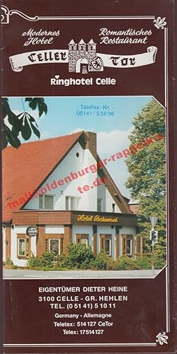 Flyer " Ringhotel Celler Tor " 1990 mit Original-Rechnung