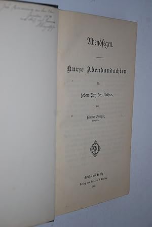 Image du vendeur pour Abendsegen. Kurze Abendandachten fr jeden Tag des Jahres mis en vente par Antiquariat Biebusch