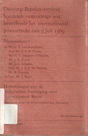 Seller image for Ontwerp Benelux-verdrag houdende eenvormige wet betreffende het internationaal privaatrecht van 3 juli 1969 for sale by Snookerybooks