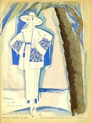 A Las Baleares, Costume Tailleur, de Beer; Print from the Gazette du Bon Ton