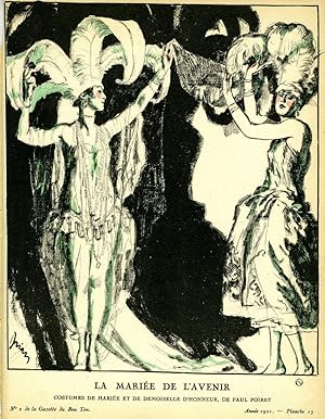 La Mariee de L'Avenir, Costumes de Mariee et Demoiselle d'Honneur, de Paul Poiret; Print from the...