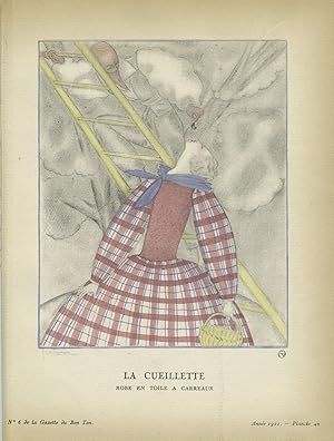 La Cueillette, Robe en Toile a Carreaux; Print from the Gazette du Bon Ton