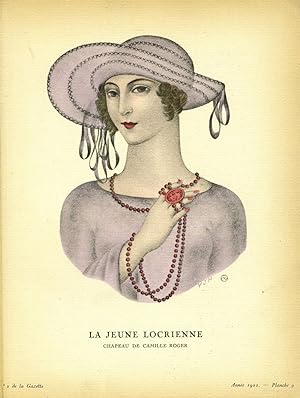 La Jeune Locrienne. Chapeau, de Camille Roger; Print from the Gazette du Bon Ton
