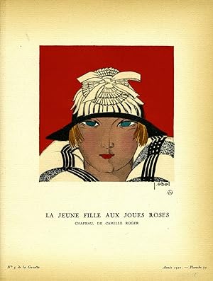 La Jeune Fille aux Joues Roses, Chapeau, de Camille Roger; Print from the Gazette du Bon Ton