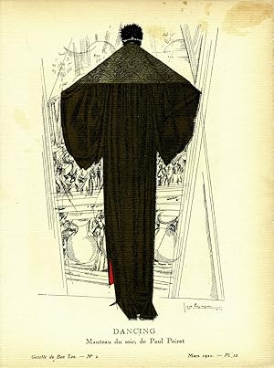 Bild des Verkufers fr Dancing, Manteau du soir, de Paul Poiret; Print from the Gazette du Bon Ton zum Verkauf von Antipodean Books, Maps & Prints, ABAA