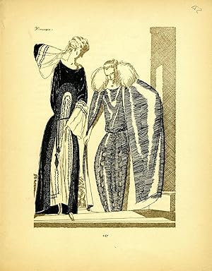 Bild des Verkufers fr Two Ladies; Print from the Gazette du Bon Ton zum Verkauf von Antipodean Books, Maps & Prints, ABAA