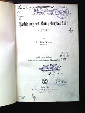 Seller image for Rechtsweg und Kompetenzkonflikt in Preuen. for sale by books4less (Versandantiquariat Petra Gros GmbH & Co. KG)