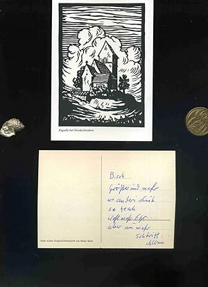 Alban Spitz . Konvolut / Sammlung von ca. 30 Kunstpostkarten, teilweise von Künstler beschrieben,...