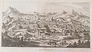 Jerusalem. Ansicht der Stadt. Kupferstich um 1800. 17, 3 x 33,3 cm.