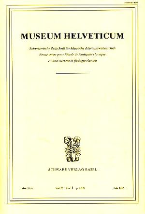 Seller image for Museum Helveticum Vol. 72, fasc. 1. Herausgegeber: Schweizerische Vereinigung fr Altertumswissenschaft (SVAW) Mit Martin Guggisberg. for sale by Fundus-Online GbR Borkert Schwarz Zerfa