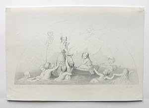 Marie unter den Elfen. Bleistiftzeichnung von Karl August Bielchowski, monogrammiert bzw. signiert