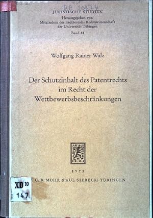 Bild des Verkufers fr Der Schutzinhalt des Patentrechts im Recht der Wettbewerbsbeschrnkungen : berlegungen zur Beschrnkbarkeit d. Patentlizenz unter d. Geltung d. GWB. Juristische Studien ; Bd. 44 zum Verkauf von books4less (Versandantiquariat Petra Gros GmbH & Co. KG)