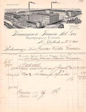 Bild des Verkufers fr Rechnung der Firma Hennessen & Jansen Act.-Ges., M.-Gladbach. Buntpapier-Fabrik. Mit der Hand ausgefllt, datiert 23. Mai 1911 zum Verkauf von Antiquariat Heinz Tessin