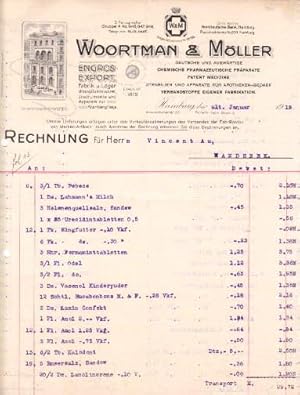 Rechnung der Firma Woortmann & Möller, Hamburg, Schauenburgerstr. 32. Deutsche und auswärtige che...