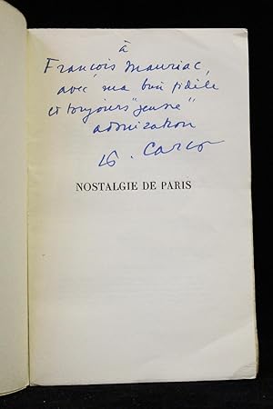Bild des Verkufers fr Nostalgie de Paris zum Verkauf von Librairie Le Feu Follet