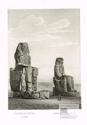 Die Memnons Statuen zu Theben. Les statues de Memnon a Thebes. Imposante Ansicht der Memnon-Statu...