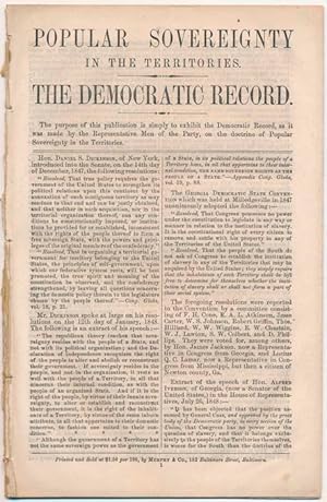 Popular Sovereignty in the Territories. The Democratic Record