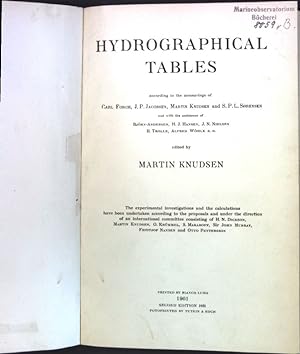 Seller image for Hydrographical Tables; for sale by books4less (Versandantiquariat Petra Gros GmbH & Co. KG)