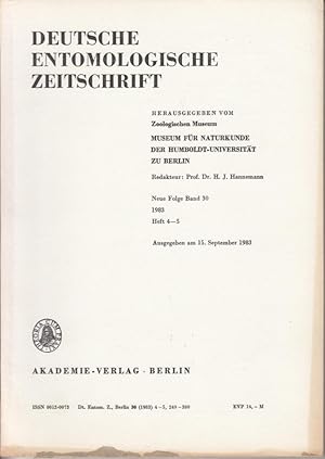 Image du vendeur pour Deutsche Entomologische Zeitschrift, Neue Folge Band 30, Jahrgang 1983, Heft 4-5 mis en vente par Antiquariat Jterbook, Inh. H. Schulze