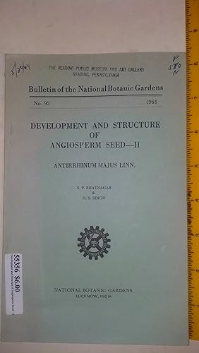 Seller image for Development and Structure of Angiosperm Seed--II (Bulletin of the National Botanic Gardens No. 92) for sale by Early Republic Books