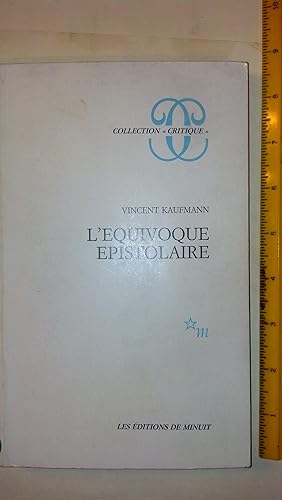 Bild des Verkufers fr L'equivoque epistolaire (Collection "Critique") (French Edition) zum Verkauf von Early Republic Books