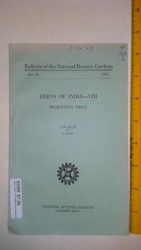 Seller image for Ferns of India--VIII (Bulletin of the National Botanic Gardens No. 79) for sale by Early Republic Books