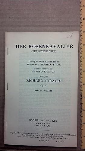 Image du vendeur pour Der Rosenkavalier mis en vente par Early Republic Books