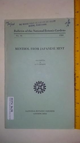 Seller image for Menthol From Japanese Mint (Bulletin of the National Botanic Gardens No. 96) for sale by Early Republic Books