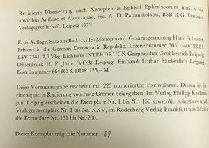 Xenophon Abrokomes und Anthia. Die Liebenden von Ephesos. Mit acht Radierungen von Fritz Cremer.