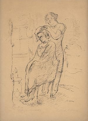 Morgentoilette (zweier Frauen). Orig.-Lithographie.