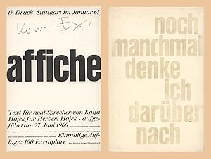 Seller image for affiche. Text fr acht Sprecher von Katja Hajek fr Herbert Hajek - aufgefhrt am 27. Juni 1960. for sale by Antiquariat Les-art