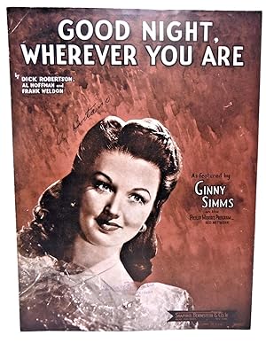 Seller image for Goodnight, Wherever You Are as Featured By Ginny Simms on the Philip Morris Program Red Network (sheet music for sale by Rose City Books